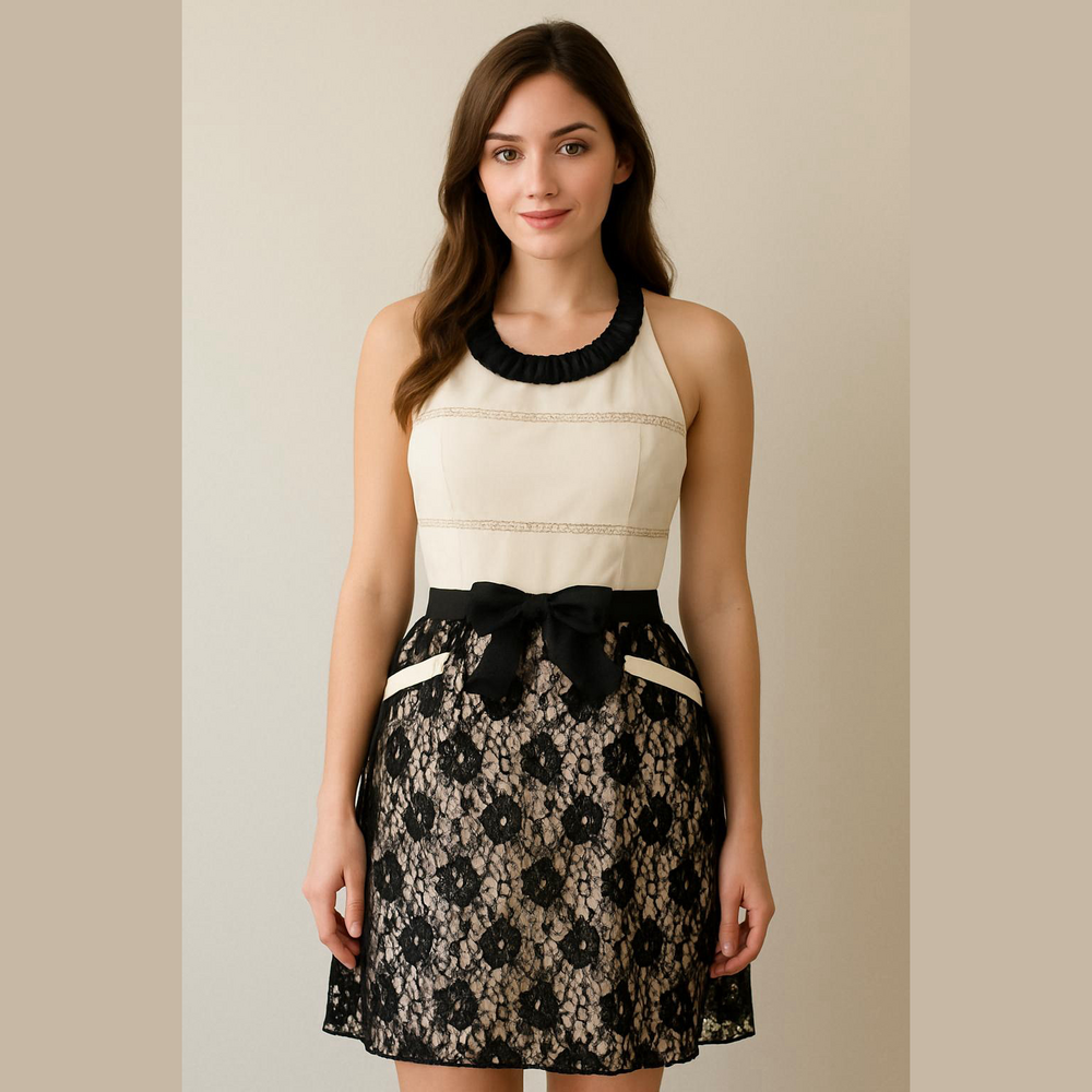 Romantic Black and Cream Lace Apron Sur La Table